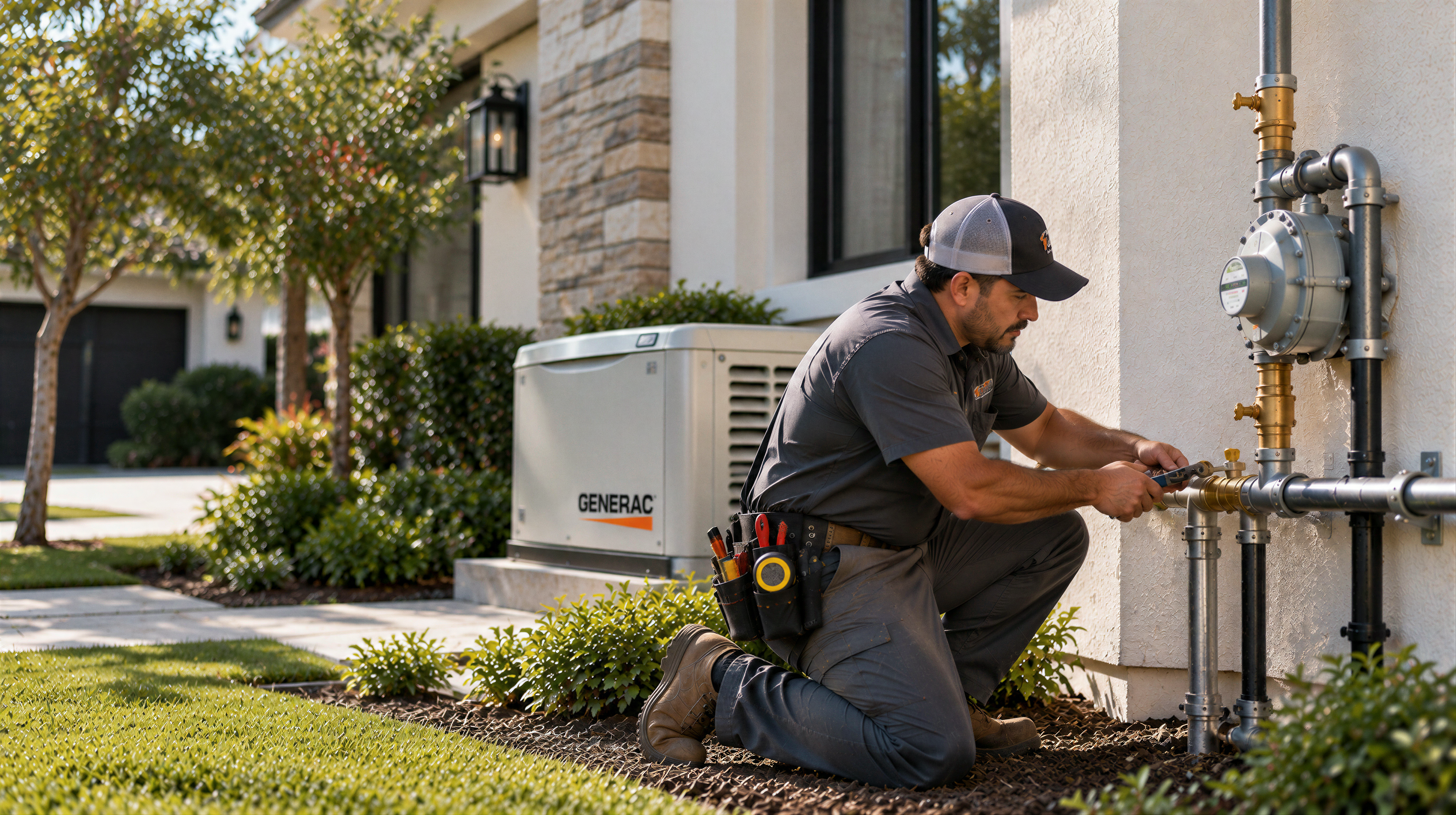 Total Power crew member servicing a standby generator